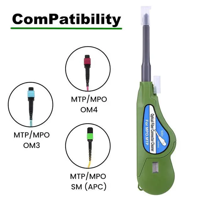 Alt view image 3 of 7 - Fiber Optic Cleaner for MPO/MTP Connectors, Over 500 Cleans, Fiber Endface & Optical Connector Cleans (Green)