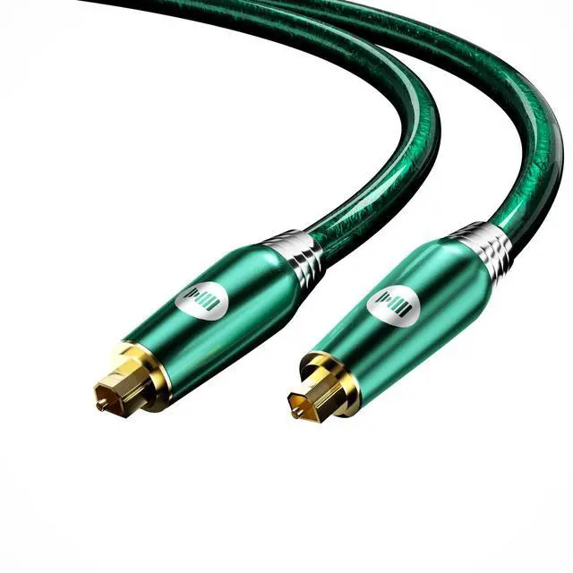 Main image of Digital Optical Audio Cable for Soundbar, TV, Home Theater, Audio System - 24K Gold-Plated, High-Fidelity Fiber Optic Cord for Crystal Clear Sound, Emerald, 9.8FT/3M