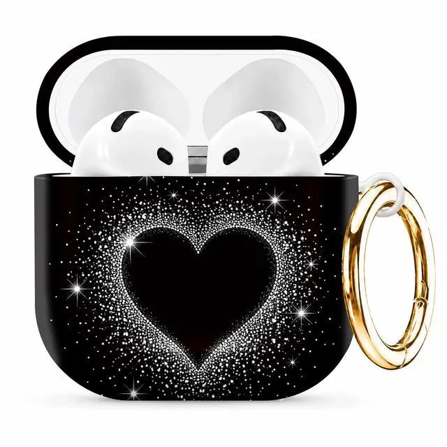 Main image of Compatible with AirPod 4th Generation (2024), Cute Protective Cover with Keychain, TPU Anti-Drop Earbuds Case for Women and Men(Heart Sparkle)