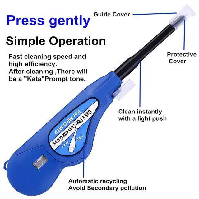 Alt view image 2 of 6 - Fiber Optic Cleaner for MPO/MTP Connectors, Over 500 Cleans, Fiber Endface & Optical Connector Cleans (Blue)