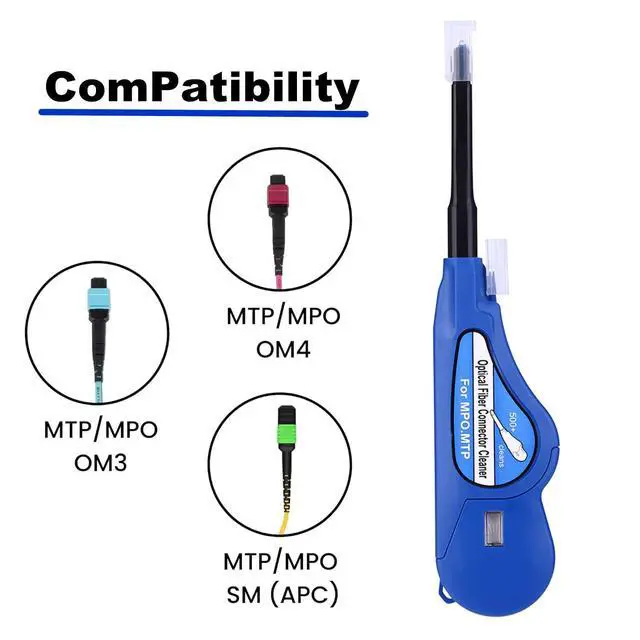 Alt view image 3 of 6 - Fiber Optic Cleaner for MPO/MTP Connectors, Over 500 Cleans, Fiber Endface & Optical Connector Cleans (Blue)