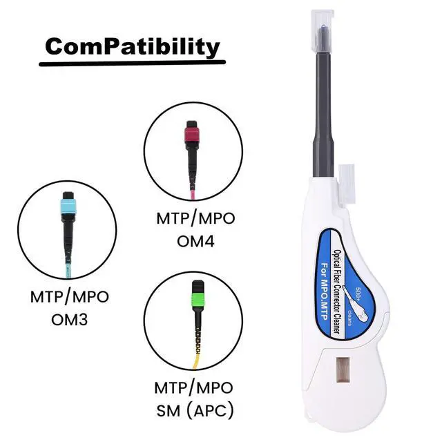 Alt view image 3 of 6 - Fiber Optic Cleaner for MPO/MTP Connectors, Over 500 Cleans, Fiber Endface & Optical Connector Cleans (White)