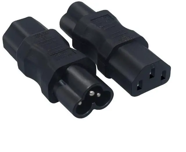 Main image of 2 Pack IEC320 C6 Male to C13 Female AC Power Adapter Plug | PVC housing, solid copper conductor, CE certified, wide compatibility for monitors, printers