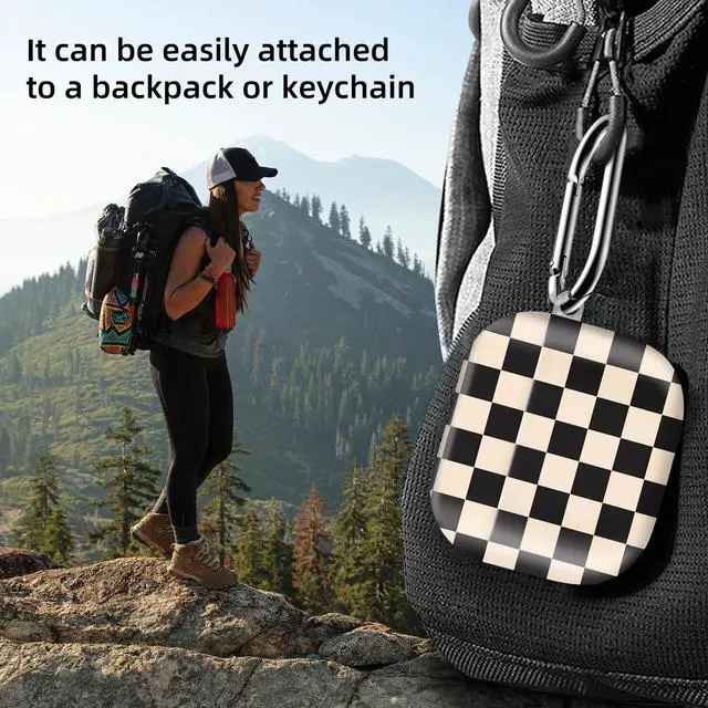 Alt view image 2 of 6 - Compatible with AirPod 4th Generation 2024 Case, Shockproof Anti-Drop Protective Cover, Cute Case for Women Men with Keychain(Black Beige Plaid)