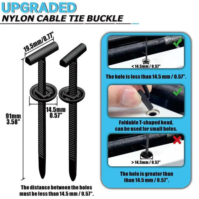 Alt view image 3 of 6 - 200PCS Upgrade Dual-Lock Cable Tie Buckle with Storage Box, Heavy Duty Nylon Universal Self-Locking Zip Tie Rivets, 2-Sided Locking Slot DIY & Multi-Purpose Fasteners for Automotive Repair, Workshop