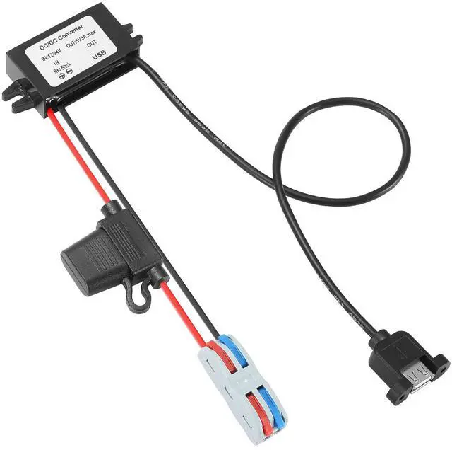 Main image of 8-32V to 5V 3A 15W USB Port DC-DC Buck Converter with Fuse | Waterproof Voltage Converter For Automotive, LED Lights, Construction Sites, Tool