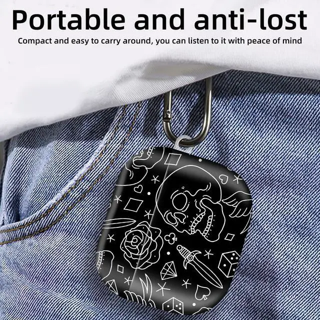 Alt view image 6 of 6 - Compatible with AirPod 4th Generation 2024 Case, Shockproof Anti-Drop Protective Cover, Cute Case for Women Men with Keychain(Skull Head Rose)