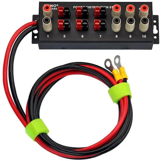 Main image of Wired Banana Jack and Power Pole 10 Outlet DC Power Distribution Strip Box