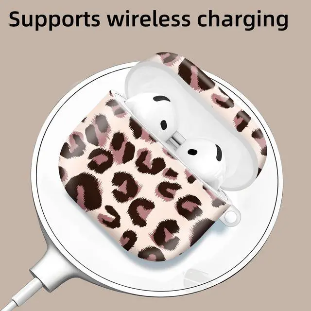Alt view image 3 of 6 - Compatible with AirPod 4th Generation 2024 Case, Shockproof Anti-Drop Protective Cover, Cute Case for Women Men with Keychain(Leopard Cheetah)