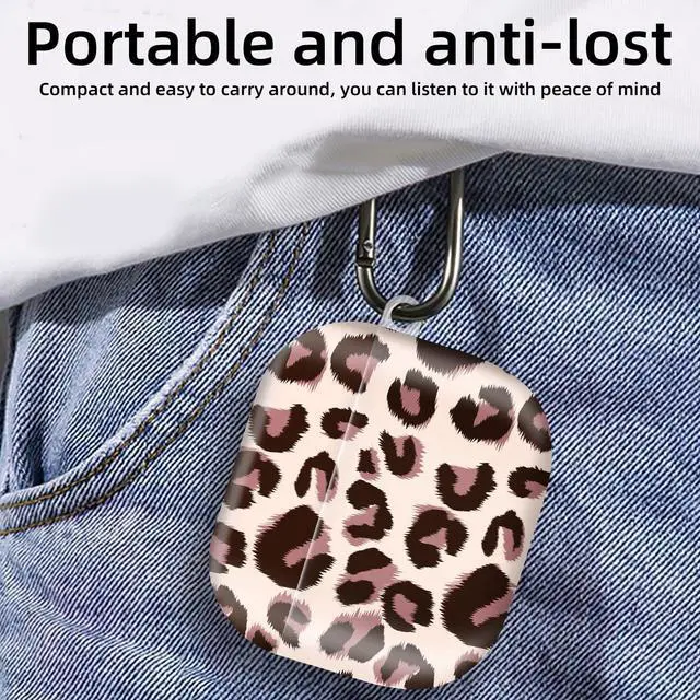 Alt view image 6 of 6 - Compatible with AirPod 4th Generation 2024 Case, Shockproof Anti-Drop Protective Cover, Cute Case for Women Men with Keychain(Leopard Cheetah)