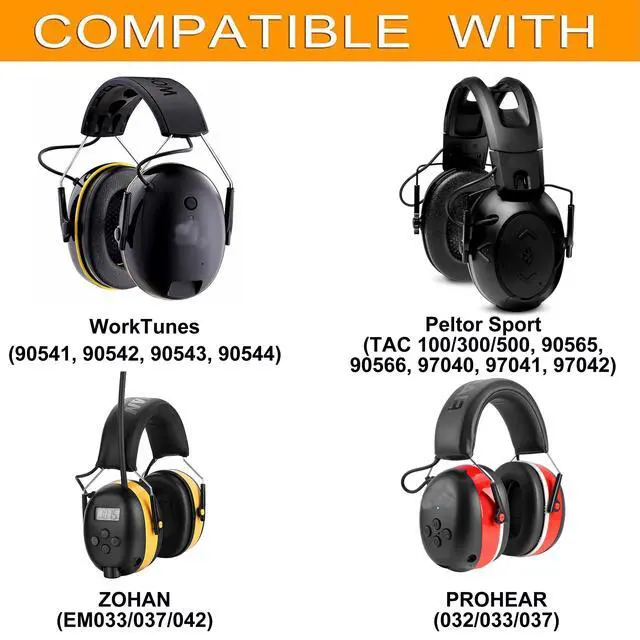 Alt view image 2 of 7 - Silicone Gel Earpads for 3M WorkTunes(90543, 90544, 90542)-Black | Also for Peltor Sport(Tactical TAC 100/300/500, 90565, 90566, 97040, 97041, 97042)High-Density Noise Isolation Foam