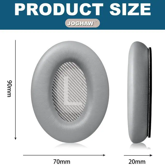 Alt view image 5 of 6 - Headphones Replacement Ear Pads, Protein Leather earpad Cushions for Bose Quiet Comfort QC35 Headphones, Replacement Earpads, Softer Memory Foam - Gray