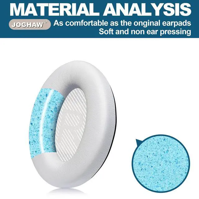 Alt view image 3 of 6 - Headphones Replacement Ear Pads, Protein Leather earpad Cushions for Bose Quiet Comfort QC35 Headphones, Replacement Earpads, Softer Memory Foam - White