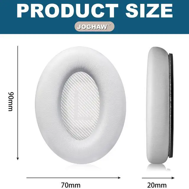 Alt view image 5 of 6 - Headphones Replacement Ear Pads, Protein Leather earpad Cushions for Bose Quiet Comfort QC35 Headphones, Replacement Earpads, Softer Memory Foam - White