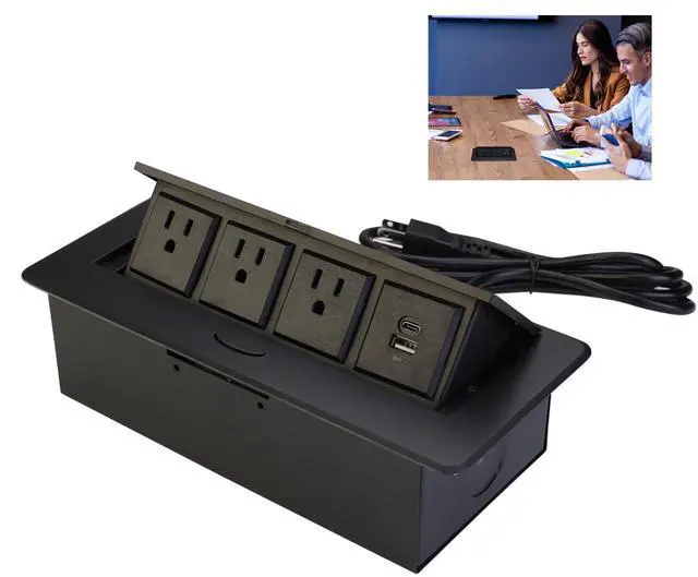Main image of Pop Up Power Outlet, Conference Table Recessed Power Outlet Desktop Socket with PD 20W USB C Fast Charge, Stainless Steel Receptacle Outlet for Conference Office Countertop