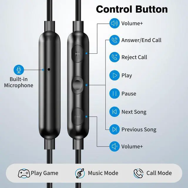 Alt view image 4 of 6 - USB C Earbuds Wired Headphones with Microphone Volume Control Black | Noise Isolating Type C Earphones for Google Pixel 10 9 Pro Headphone for iPhone 17 16 15 Pro Max/iPad 10th Gen for Galaxy S26