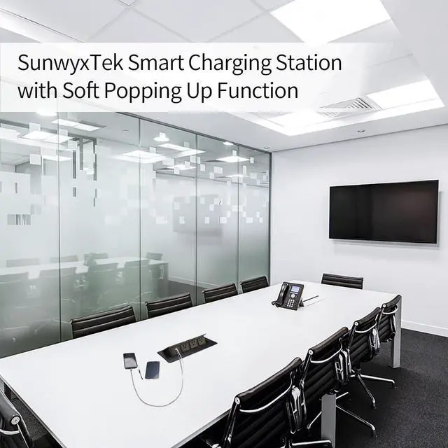 Alt view image 6 of 7 - Pop Up Power Outlet, Conference Table Recessed Power Outlet Desktop Socket with PD 20W USB C Fast Charge, Stainless Steel Receptacle Outlet for Conference Office Countertop