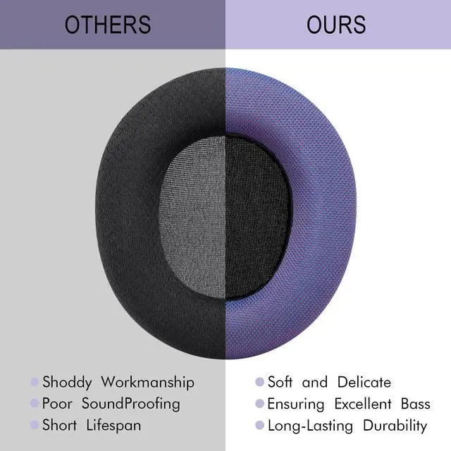 Alt view image 7 of 7 - Ear Pads Replacement for SteelSeries Arctis Nova - Magic Mesh Fabric Earpads for Arctis Nova Pro Wired, Nova 1, 3, 4, 5, 7 Headphones - Made by GEVO Cushions with High-Density Foam - Purple