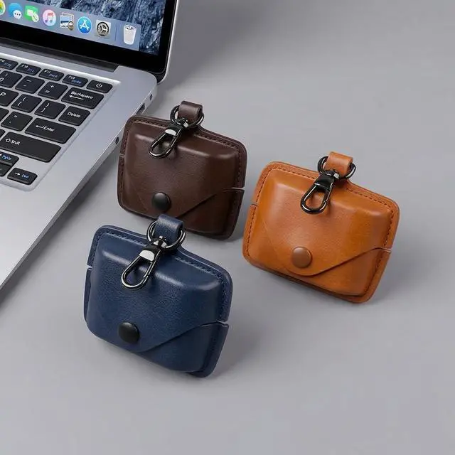 Alt view image 2 of 7 - for Sony WF-1000XM6 Leather Case with Keychain Lock, Stylish Retro PU Leather Wireless Charging Earbuds Protective Cover for WF-1000XM6 (2026) for Women Men (Coffee)