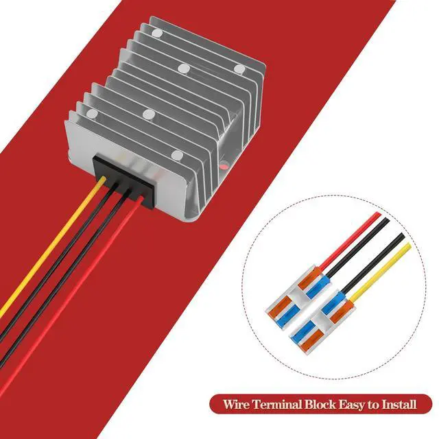 Alt view image 4 of 6 - Step Down Converter 24V to 12V Voltage Converter, 24 to 12 Volt 30A 360W with Quick Connector Cable Connector 24V to 12V Voltage Converter for Golf Cart Light Truck (DC15-40 V Input)