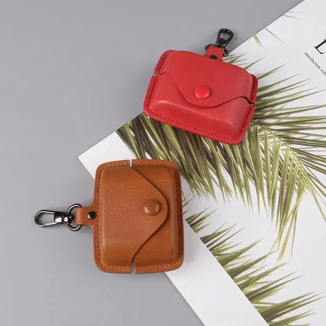 Alt view image 5 of 7 - for Sony WF-1000XM6 Leather Case with Keychain Lock, Stylish Retro PU Leather Wireless Charging Earbuds Protective Cover for WF-1000XM6 (2026) for Women Men (Brown)