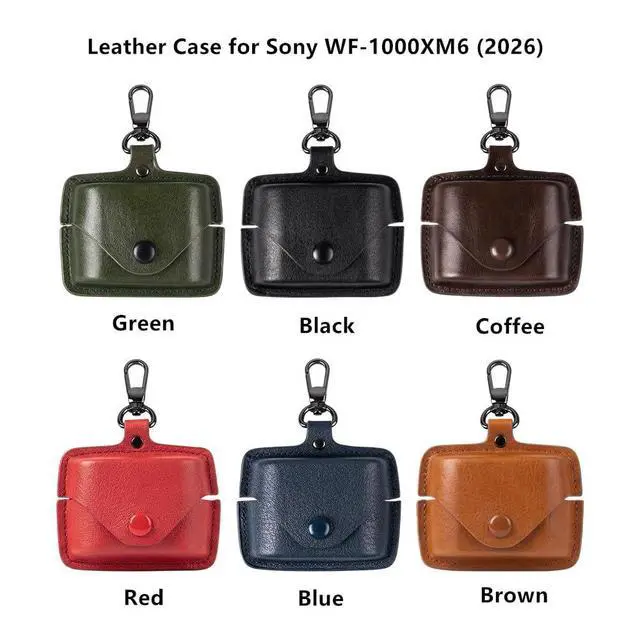 Alt view image 7 of 7 - for Sony WF-1000XM6 Leather Case with Keychain Lock, Stylish Retro PU Leather Wireless Charging Earbuds Protective Cover for WF-1000XM6 (2026) for Women Men (Coffee)