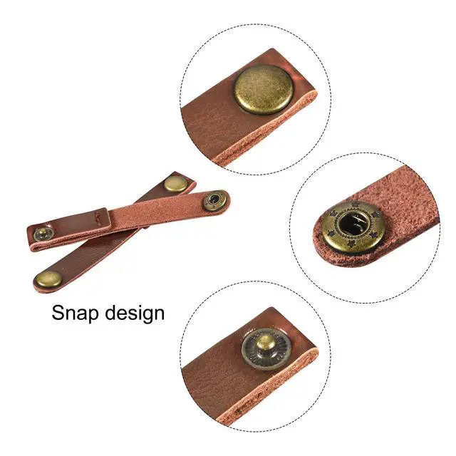 Alt view image 4 of 6 - Pack of 20 Leather Cable Straps Cable Ties, Cord Organizer, Portable Cable Management for USB Cables, Headphone Wires, Light Brown/Golden