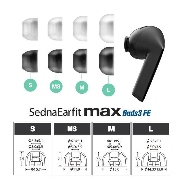 Alt view image 7 of 7 - MAX for Galaxy Buds 3 FE Medical Silicone Ear Tips | Samsung-Certified Eartips for Galaxy Buds 3 FE, Pressure-Relief Design & Material, Irritation-Free Medical Silicone