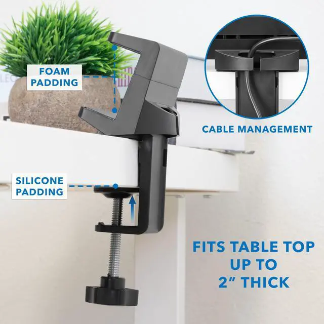 Alt view image 5 of 7 - Desk Clamp Power Strip, 3 Outlets & 3 USB Ports | Surge-protected clamp mount fits desks 0.4-2" thick, built-in cable management for standing desks & home offices