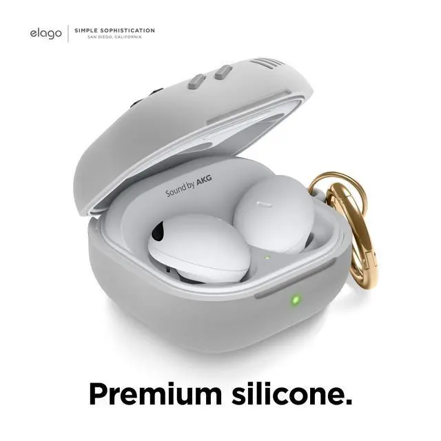 Alt view image 5 of 6 - GB5 Case for Galaxy Buds FE, 2 Pro, 2, Pro, Live | FE, 2 Pro, 2, Pro, Live (Light Grey)