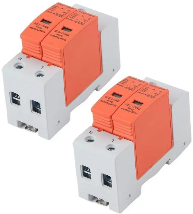 Alt view image 5 of 7 - 2Pcs 2P DIN Rail Thunder Protector 420V SPD Arrester Protective Device Maximum C20/40/60KA for Home Circuit Breaker with Visual Indicator(20KA)