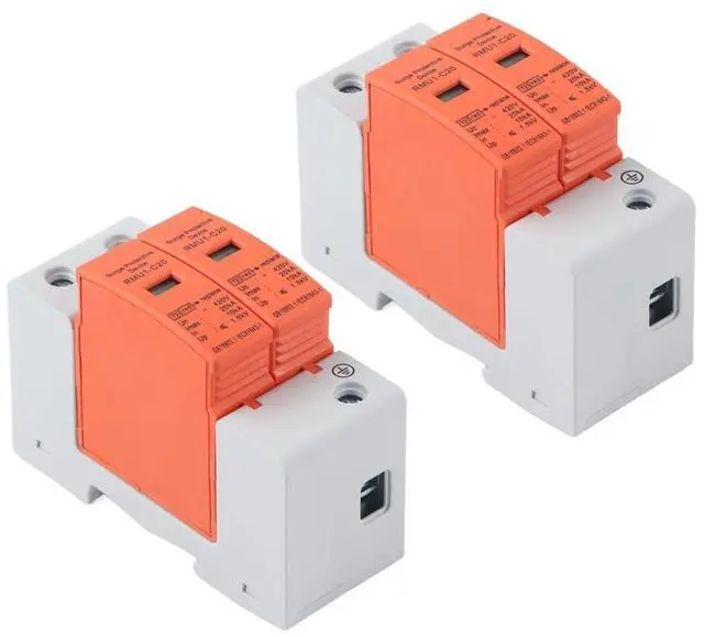 Alt view image 6 of 7 - 2Pcs 2P DIN Rail Thunder Protector 420V SPD Arrester Protective Device Maximum C20/40/60KA for Home Circuit Breaker with Visual Indicator(20KA)