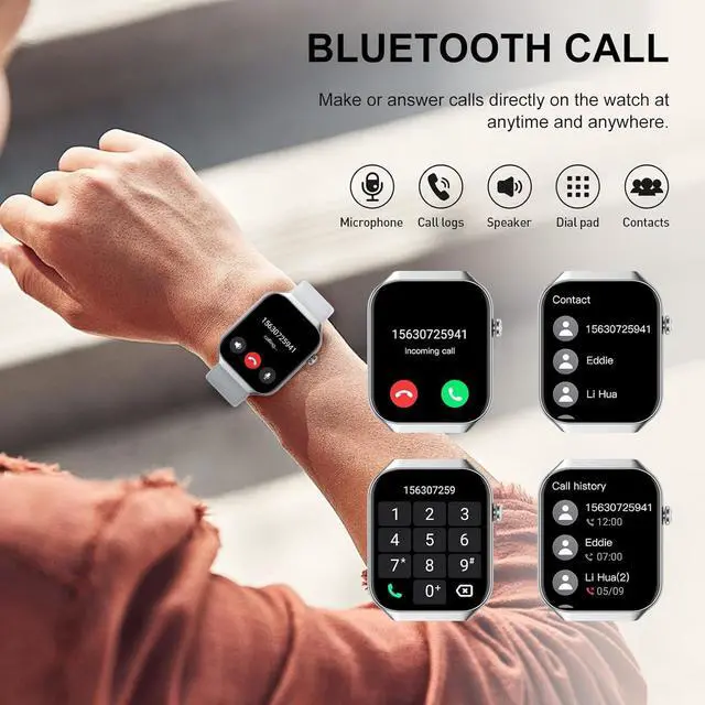 Alt view image 2 of 7 - Smart Watch for Men Women, 2.09" AI Fitness Smartwatches with Calling/SMS, Heart Rate/Sleep/SpO2 Monitor, Pedometer, Dual Bands, 3 Games for Android/iOS Phones (White)