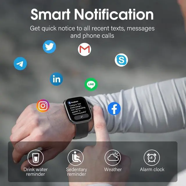 Alt view image 3 of 7 - Smart Watch for Men Women, 2.09" AI Fitness Smartwatches with Calling/SMS, Heart Rate/Sleep/SpO2 Monitor, Pedometer, Dual Bands, 3 Games for Android/iOS Phones (White)