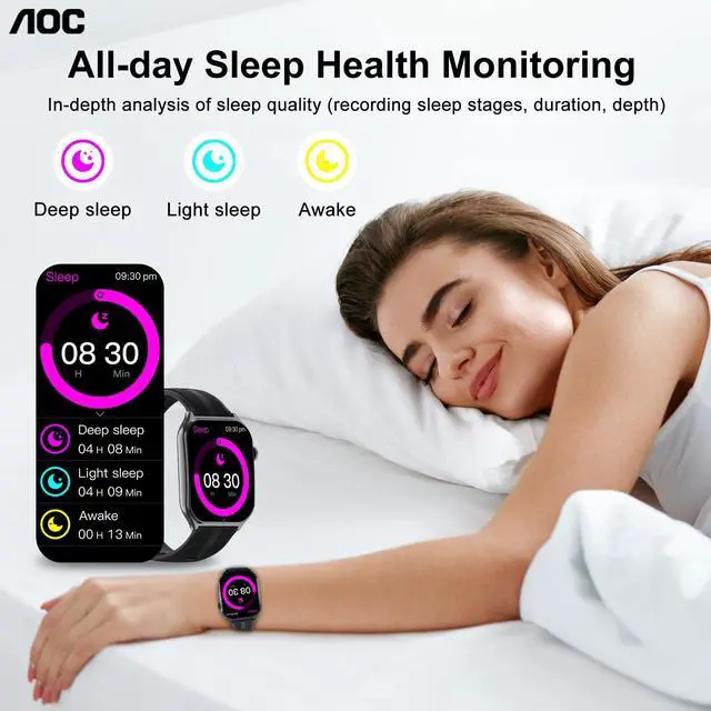 Alt view image 4 of 6 - Smart Watch with 1.95" AMOLED Display, ChatGPT AI& Bluetooth Call, Fitness Tracker for Women Men, Heart Rate & Sleep Monitor, 100+ Sports Modes, 10 Days Battery, IP68 Waterproof (Sliver)