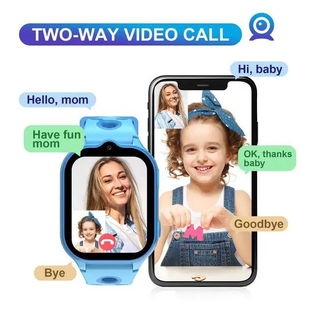 Alt view image 3 of 7 - 4G Kids Smart Watch with GPS Tracker, Smartwatches with Two Way Calling Video Calls SOS Class Mode Pedometer Alarm Clock Puzzle Games HD Touch Screen Safe Phone Watch for Kids Ages 4-12 Gifts (Blue)