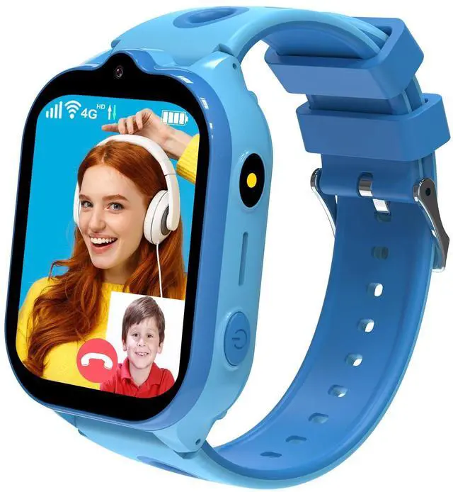 Main image of 4G Kids Smart Watch with GPS Tracker, Smartwatches with Two Way Calling Video Calls SOS Class Mode Pedometer Alarm Clock Puzzle Games HD Touch Screen Safe Phone Watch for Kids Ages 4-12 Gifts (Blue)