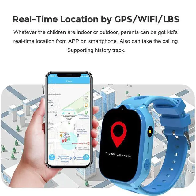 Alt view image 6 of 7 - 4G Kids Smart Watch with GPS Tracker, Smartwatches with Two Way Calling Video Calls SOS Class Mode Pedometer Alarm Clock Puzzle Games HD Touch Screen Safe Phone Watch for Kids Ages 4-12 Gifts (Blue)