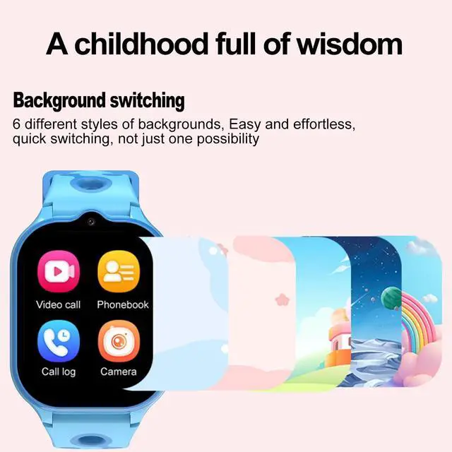 Alt view image 7 of 7 - 4G Kids Smart Watch with GPS Tracker, Smartwatches with Two Way Calling Video Calls SOS Class Mode Pedometer Alarm Clock Puzzle Games HD Touch Screen Safe Phone Watch for Kids Ages 4-12 Gifts (Blue)