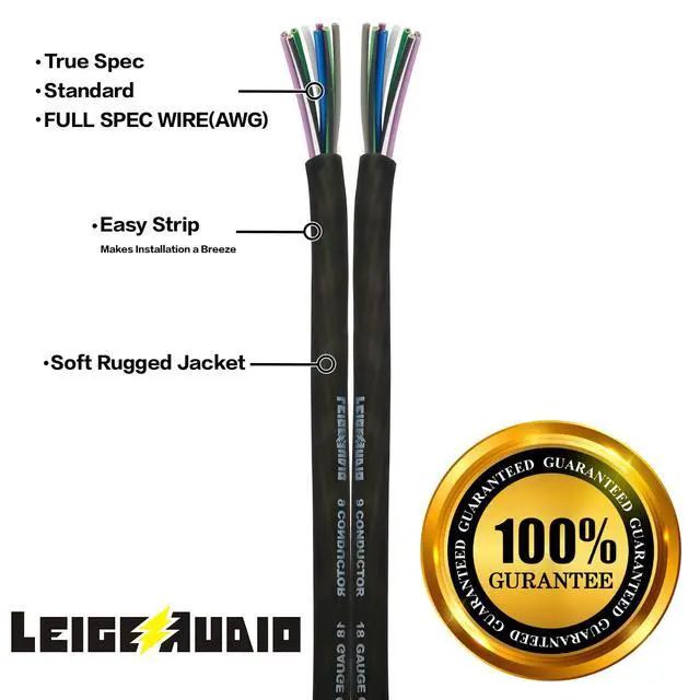Alt view image 2 of 6 - 20 Feet 9 Conductor Speaker Wire/Cable - 18 AWG 100% Pure OFC, Ultra-Flex and Easy Peel Jacket, Bare Copper with Color Coded Conductors