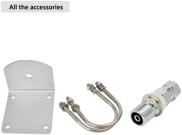Alt view image 2 of 5 - Universal Aluminum Heavy Duty Antenna Mount, Outdoor Antenna Pole Mast Mount Bracket with U-Bolts and CB Adapter for 3/8-24 Stud Cellular Trucker Antenna (10MM Center of Hole)