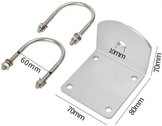 Alt view image 4 of 5 - Universal Aluminum Heavy Duty Antenna Mount, Outdoor Antenna Pole Mast Mount Bracket with U-Bolts and CB Adapter for 3/8-24 Stud Cellular Trucker Antenna (10MM Center of Hole)