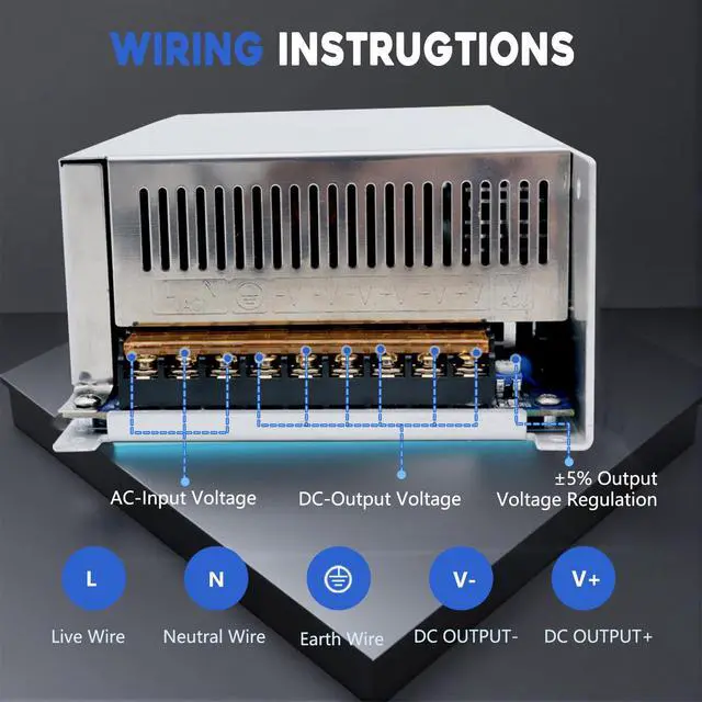 Alt view image 3 of 7 - 110V AC to DC 24V Converter 120V to 24V 50A 1200W Power Supply | 50A 1200W Switching Power Supply for LED Strip Motor Pump CCTV Camera System Car Stereo 3D Print