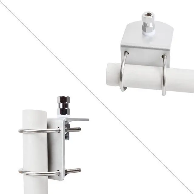 Alt view image 5 of 5 - Universal Aluminum Heavy Duty Antenna Mount, Outdoor Antenna Pole Mast Mount Bracket with U-Bolts and CB Adapter for 3/8-24 Stud Cellular Trucker Antenna (10MM Center of Hole)
