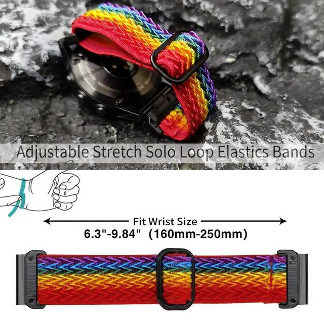 Alt view image 6 of 7 - Upgraded Quick Fit 22mm Elastic Band for Garmin Fenix 8 47mm/ Instinct 3 45mm/ Fenix 7/6/5, Soft Stretchy Loop Nylon Wristband Strap for epix Pro/Tactix 8 (47mm)