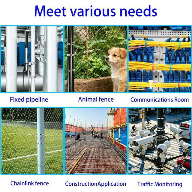 Alt view image 7 of 7 - Heavy metal cable ties, 400 pcs metal cable tie gun set, 6/8/11.8in | 304 stainless steel, multifunctional self-locking cable tie kit, suitable for fences, farms, cables, pipelines, etc