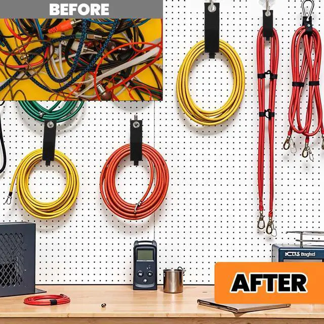 Alt view image 6 of 7 - 40 Pcs Extension Cord Holder Organizer, Heavy Duty Storage Straps, Hanging Extension Cord Organizer for Cable Management & Storage On Garage Wall, Garage Hooks Storage Straps for Cable Hose Cord