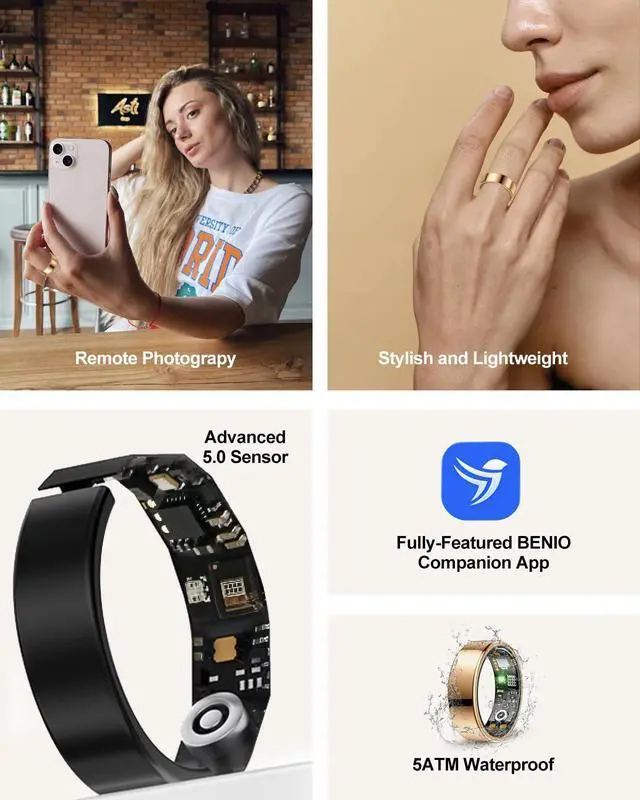 Alt view image 7 of 7 - Gen4 Smart Ring,2026 Upgraded,Smart Health Ring for Women Men Fitness Tracker with Heart Rate,Blood Oxygen,Sleep Monitoring,Step Counting,No Subscription,Rose Gold 7