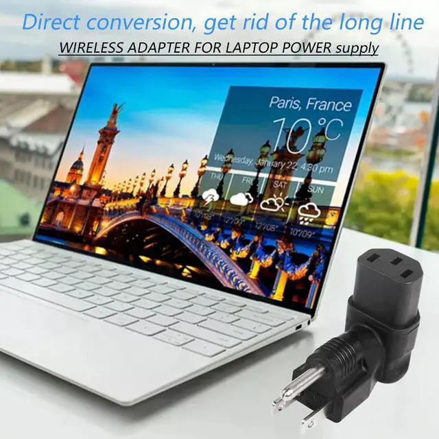 Alt view image 6 of 7 - 90 Degree NEMA 5-15P to IEC 320 C13 Female 10A/125V Computer Power Extension Adapter, 3 Prong USA C13 to NEMA 5-15R Plug Power Adapter - 2 Pack
