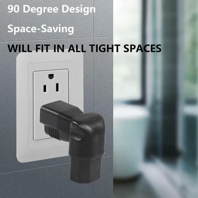 Alt view image 2 of 7 - 90 Degree NEMA 5-15P to IEC 320 C13 Female 10A/125V Computer Power Extension Adapter, 3 Prong USA C13 to NEMA 5-15R Plug Power Adapter - 2 Pack